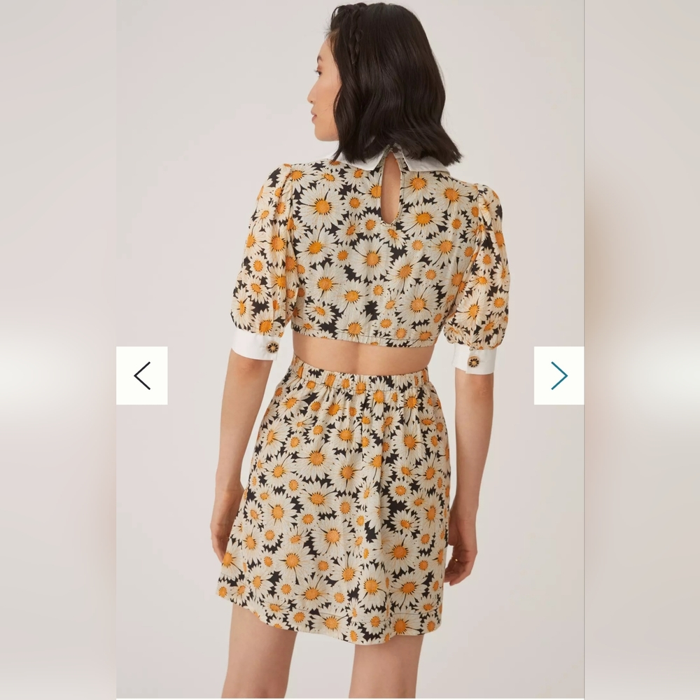 Anthropologie Mavae Puff Sleeve Ginghan Cutout Mini Dress - Picture 2 of 15